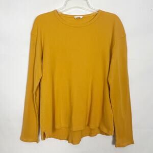 Frame Denim Men's Pullover Waffle Knit Mustard Thermal Size M/L